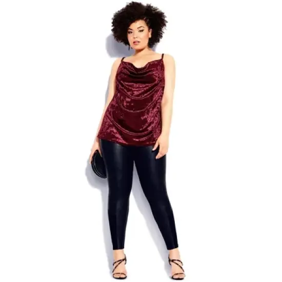 Women's Plus Size Velvet Lust Cami - ruby | CITY CHIC image {1}