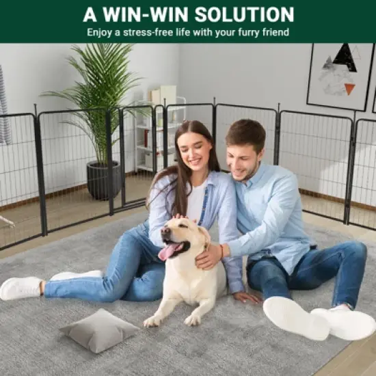 Dog Playpen,48 Inch(H) 18 Ft(L) 8 Panels Dog Fence Indoor/Outdoor ,Heavy Duty Metal Pet Puppy Exercise Pen,  Wide Door Low Threshold image {6}