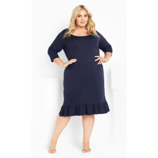 Women's Plus Size Frill Hem Sleep Dress - navy | AVENUE image {5}