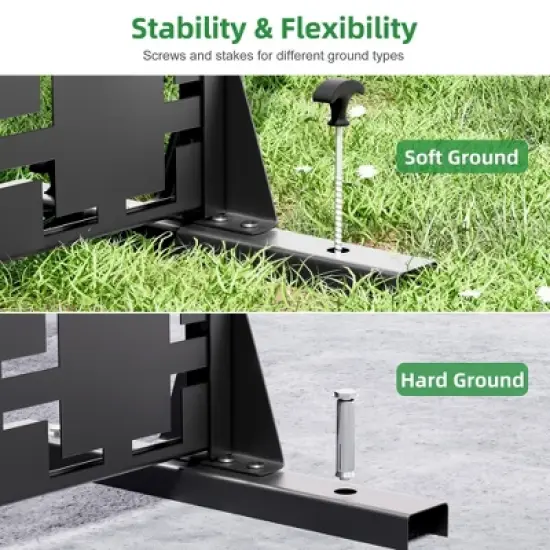 PexFix 72 in. x 47 in. Outdoor Privacy Arch Screen Galvanized Steel Panel Divider in Black image {3}