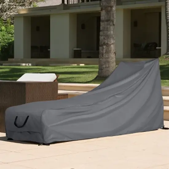 Outdoor Slope Chaise Lounge Cover,Waterproof UV-Resistant Polyester,Ventilated Patio Chair Protector with Handles and Drawstrings-Coolbibila image {8}