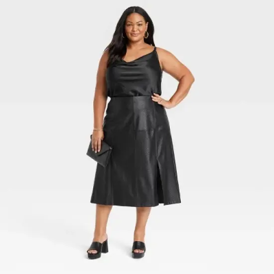 Women's Faux Leather A-Line Skirt - Ava & Viv&trade; image {2}