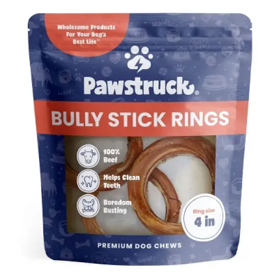 Pawstruck All-Natural Bully Stick Rings for Dogs - Single Ingredient Rawhide Free Dental Chew Treats Made with 100% Real Beef image {9}