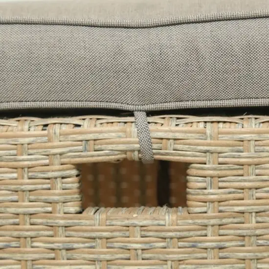 6pc Outdoor Wicker Conversation Set with Arm Chairs, Sofa, Ottomans & Coffee Table - Brown - GODEER image {9}