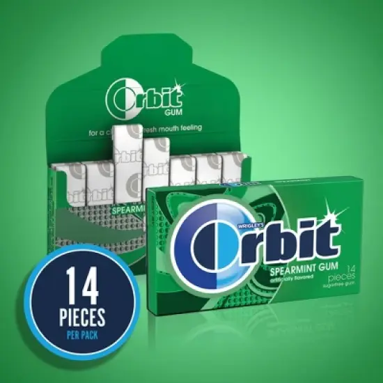 Orbit Spearmint Sugar-Free Chewing Gum Single Pack -14ct image {2}