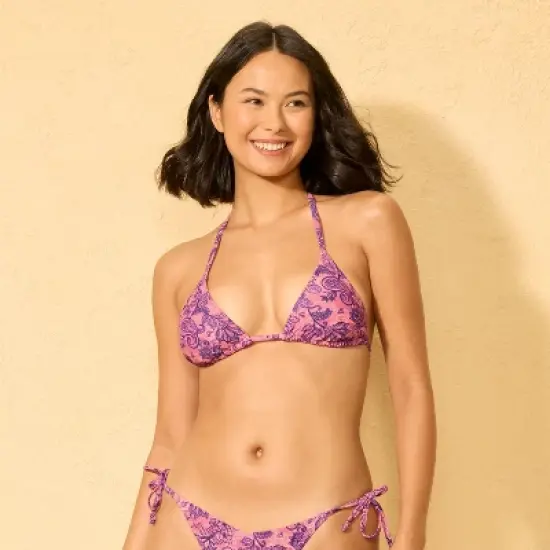 Women's Medium Coverage Triangle Bikini Top - Wild Fable&trade; Pink/Purple Paisley Print image {5}