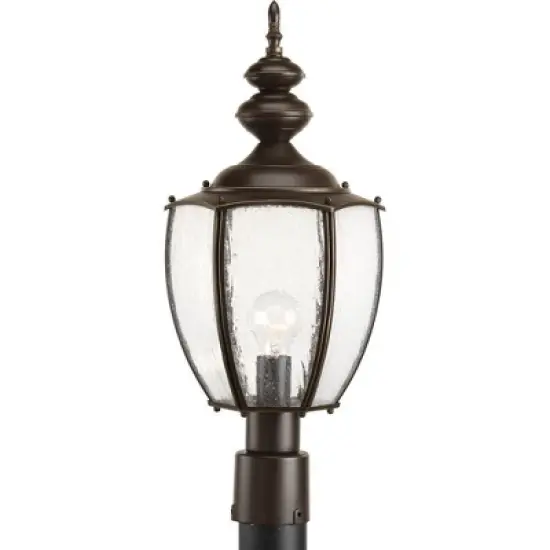 Progress Lighting, Roman Coach, 1-Light Outdoor Post Lantern, Antique Bronze, Seeded Glass Panels image {2}