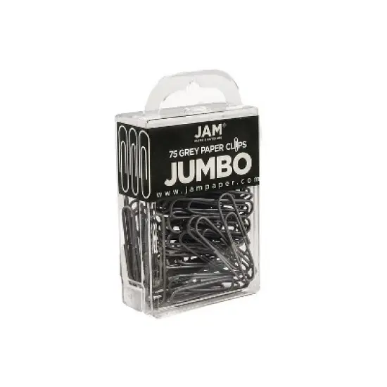 JAM Paper Colored Jumbo Paper Clips Large 2 Inch Grey Paperclips 21830628A image {2}