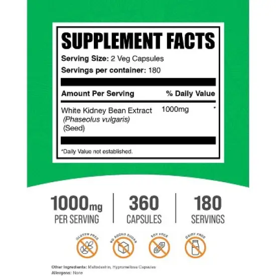 BulkSupplements White Kidney Bean Extract Capsules image {1}
