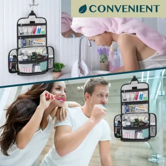 PAVILIA Large Hanging Toiletry Bag, Travel Women Men Cosmetic Organizer, Water Resistant Makeup Accessories Essentials Kit image {7}