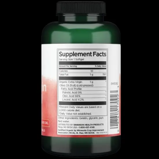 Swanson Extra Virgin Olive Oil - Made with Certified Organic Olive Oil 1,000 mg 120 Sgels image {1}