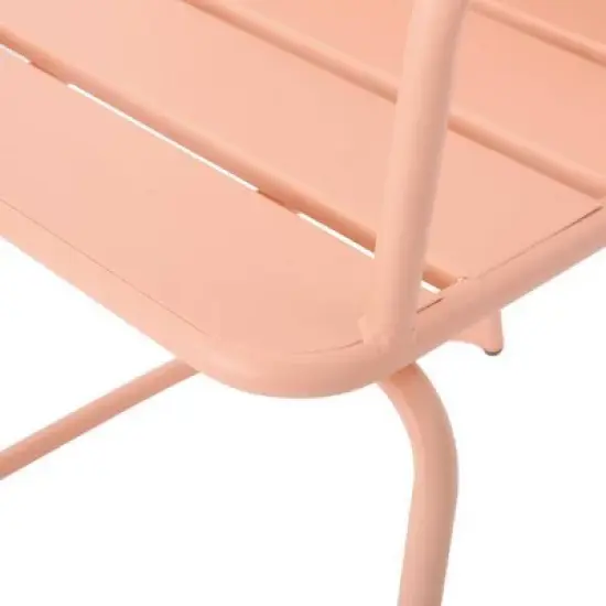 Santa Monica 3pc Iron Patio Bistro Set - Matte Coral - Christopher Knight Home: Weather-Resistant, 2 Arm Chairs & Oval Table image {5}