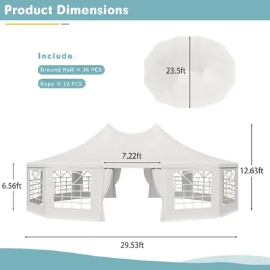 EROMMY 29.5 Ft. W &times; 23.5 Ft. D Metal Party Tent image {2}