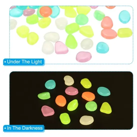 Unique Bargains Fish Tank Decoration Glowing Luminous Pebbles 8-11mm Multicolored 300 Pcs image {3}