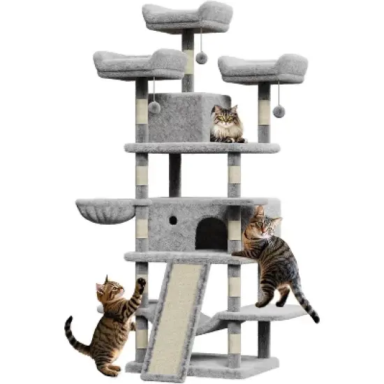 68.5" Heavy Duty Cat Tree for Large Cats, Multi-Level Tower with Plush Perches image {9}
