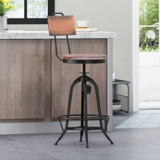 Clarkson Modern Industrial Adjustable Barstool Natural/Black - Christopher Knight Home image {1}