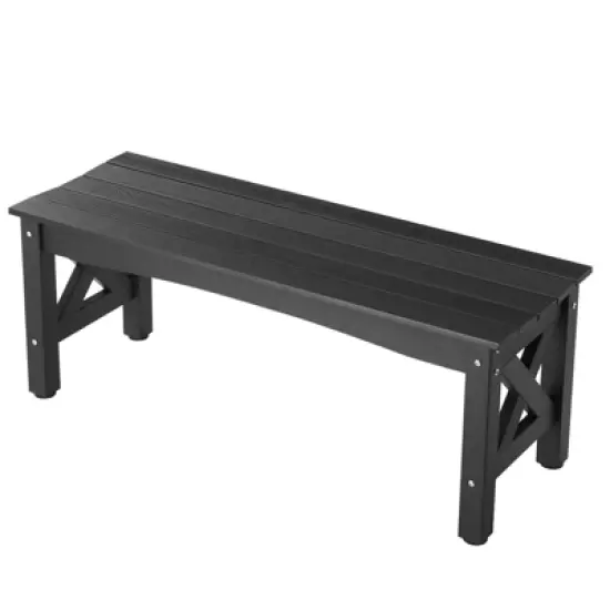 VEVOR Outdoor Bench, 44.5 inch, 600 lbs Weight Capacity, Weatherproof Plastic Frame with Adjustable Level Footpads and Thick Leg, Black image {8}