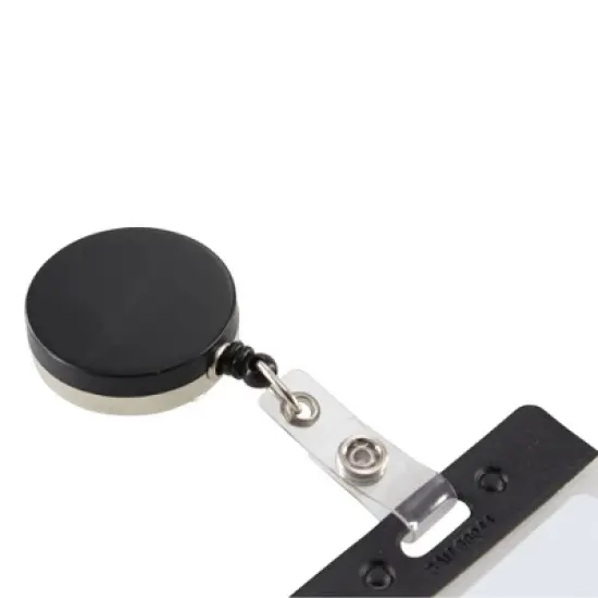 SICURIX Heavy Duty Round ID Badge Reel with Belt Clip, Black, Pack of 3 image {5}