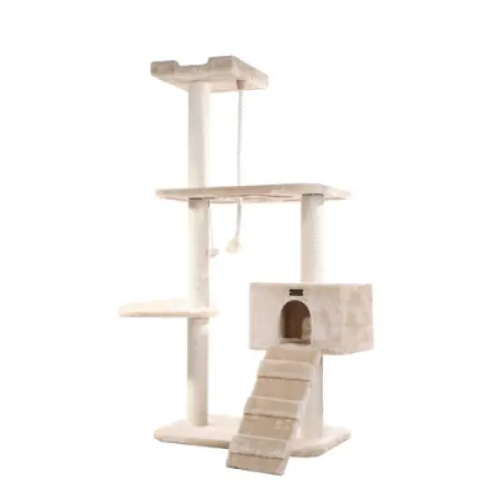 Armarkat Natural Sisal Real Wood Scratching Cat Tree 58 Height Beige A5801 image {7}