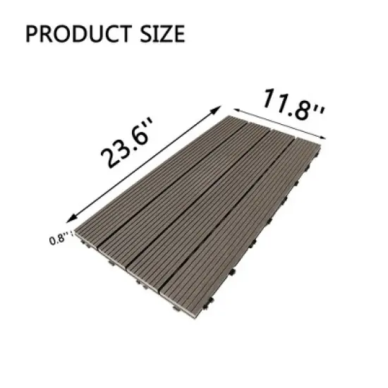 11 Pieces of 11.7" x 23.4" Plastic Wood Deck Tiles for Outdoor Terrace Flooring, Orange Color image {3}