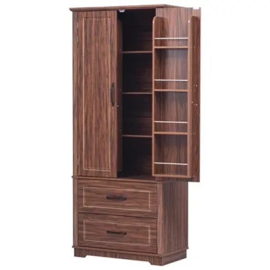 YOOCOZZ Embossed Kitchen Storage Cabinet & Pantry Cabinet with Adjustable Shelves, Door Shelves and Drawers image {8}