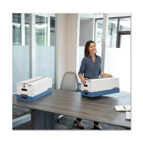 Bankers Box LIBERTY Heavy-Duty Strength Storage Boxes, Legal Files, 15.25" x 24.13" x 10.75", White/Blue, 12/Carton image {5}