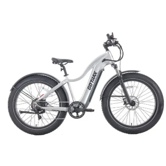 GOTRAX Adult Fat Tire 26" Step Over Electric Hybrid Bike - Silver image {1}