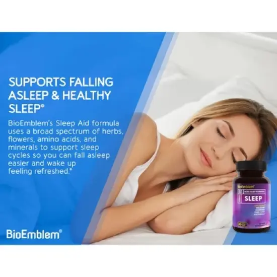 BioEmblem Natural Sleep Aid for Adults with Melatonin 60ct image {1}