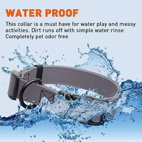 Dogline Biothane Waterproof Collar with QR Buckle Grey image {3}