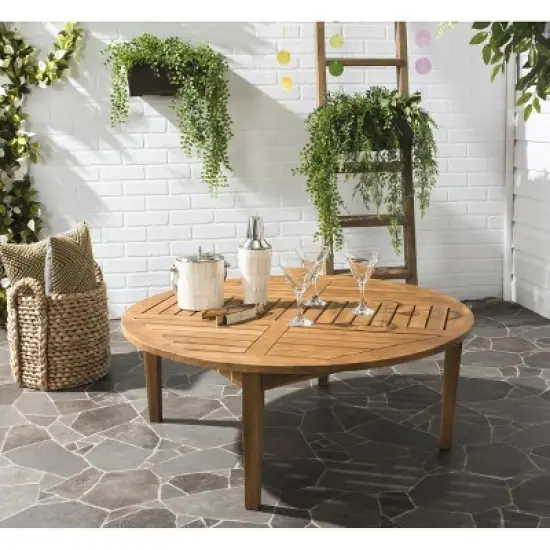 Danville Round Table - Indoor/Outdoor - PAT6715 - Natural - Safavieh image {1}