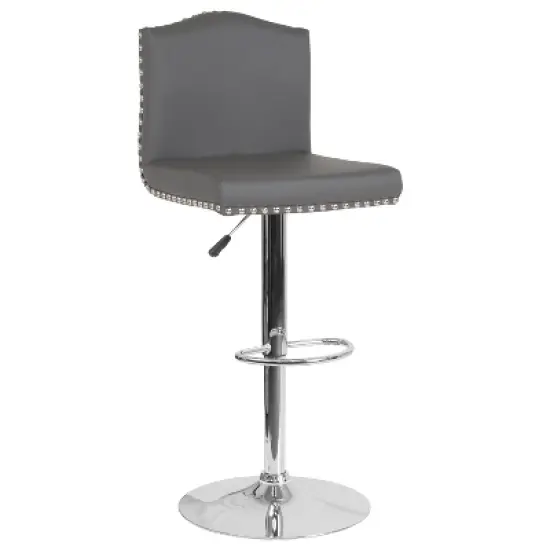 Flash Furniture Bellagio Contemporary Adjustable Height Crown Back Barstool with Accent Nail Trim image {14}