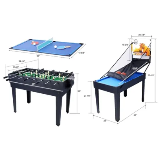 DSVIMOY Game Tables, 5-in-1 Multi-Game Table with Billiards Push Hockey, Foosball, Ping Pong and Basketball for Adults Kids, Black, 43"*24"*32" image {1}