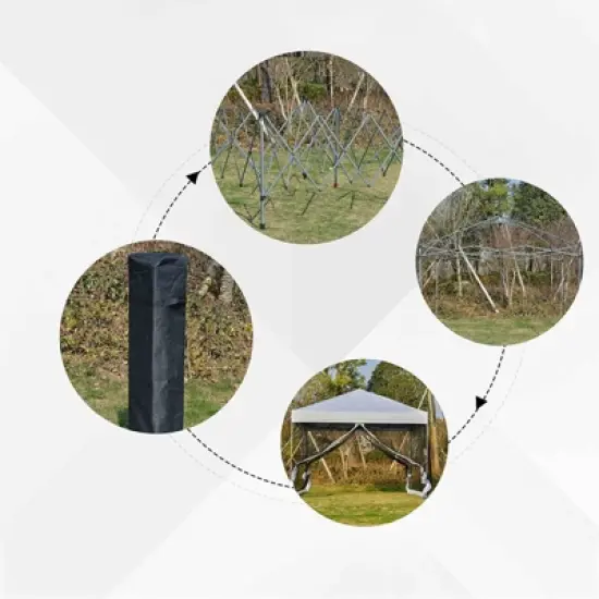 SUGIFT 10 ft. x 10 ft. White Gazebo Pop Up Canopy with Mesh Curtains image {5}