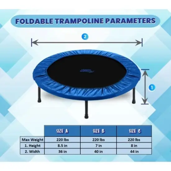 Upper Bounce Mini Trampoline for Adults & Kids - Fitness Rebounder Trampoline with Durable Jumping Mat, Portable & Foldable Workout Trampoline image {1}