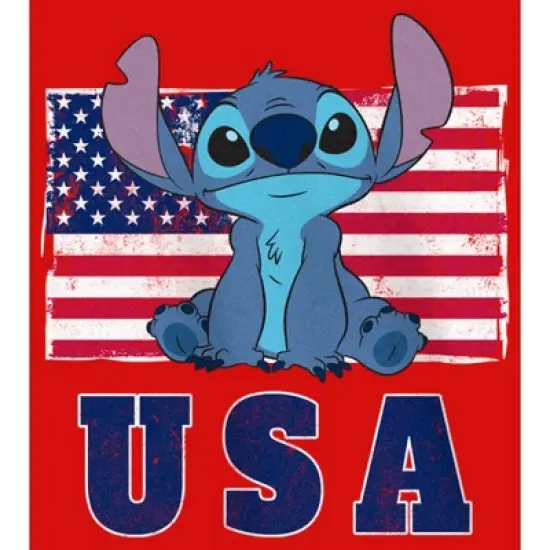 Girl's Lilo & Stitch Distressed Red, White, and Blue T-Shirt image {1}