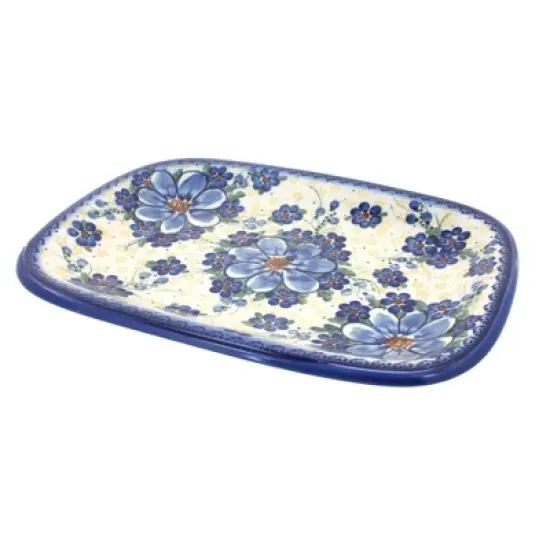 Blue Rose Polish Pottery 120 Vena Medium Rectangular Serving Platter image {7}