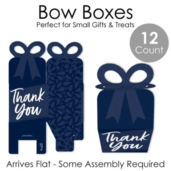 Big Dot of Happiness Navy Blue Elegantly Simple - Square Favor Gift Boxes - Guest Party Favors Bow Boxes - Set of 12 image {4}