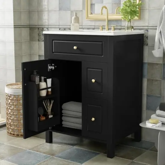Dexmalle 24-Inch Bathroom Vanity with Double Storage Racks image {2}