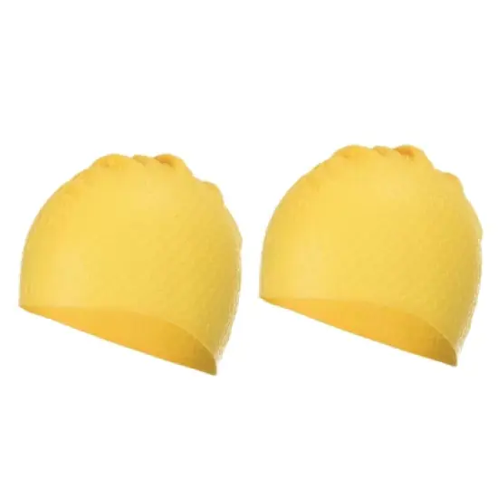 Unique Bargains Silicone Waterproof Non-Slip Bubble Textured Adult Swim Caps 2 Pcs image {8}