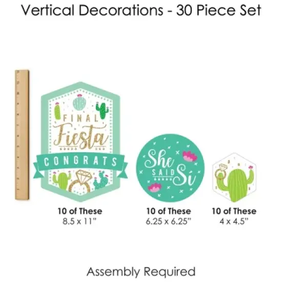 Big Dot of Happiness Final Fiesta - Last Fiesta Bachelorette Party DIY Backdrop - Hanging Vertical Decorations - 30 Pieces image {6}