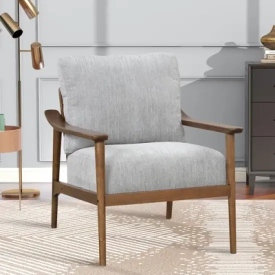 Retro Accent Chair with Solid Wood Frame and Vertical Slatted Back-ModernLuxe image {16}