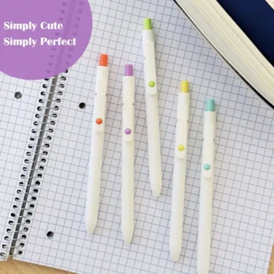 Wrapables Smooth Retractable Black Ink Gel Pens, 0.5mm Fine Point, for Home Office Work (Set of 5), Pastel image {3}