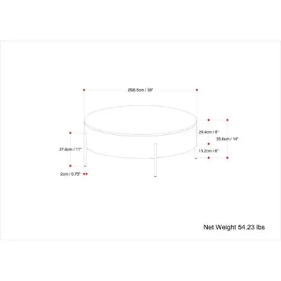 WyndenHall Farmington Drum Coffee Table Natural : Modern Industrial Style, Mango Wood & Iron, 38" image {7}