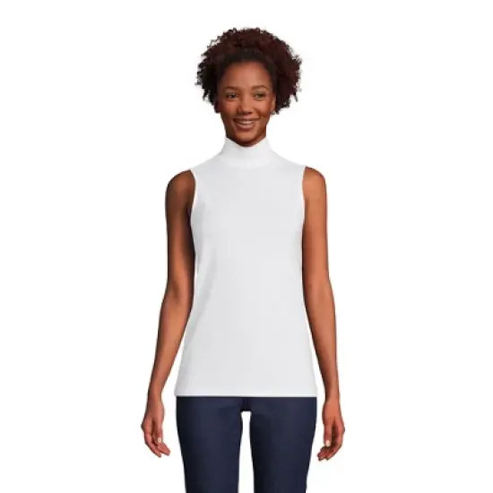 Lands' End Women's Lightweight Jersey Sleeveless Mock image {5}
