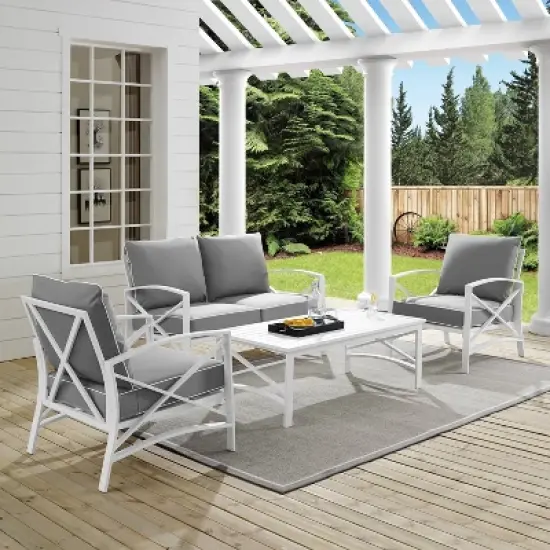 Kaplan 4pc Outdoor Seating Set - White - Crosley image {2}