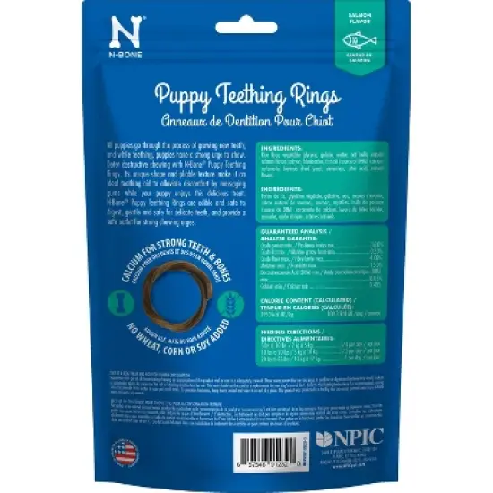 N-Bone Puppy Teething Rings Salmon Flavor Dental and Hard Chew Dog Treats - 7.2oz image {1}