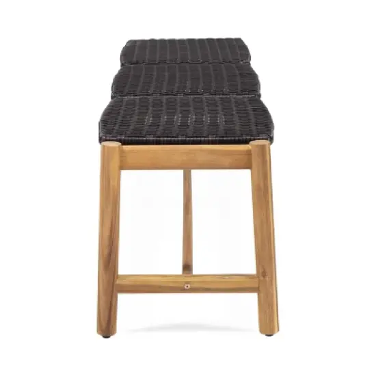 Dexmalle Rustic 3 Seat Cushioned Patio Bench image {4}