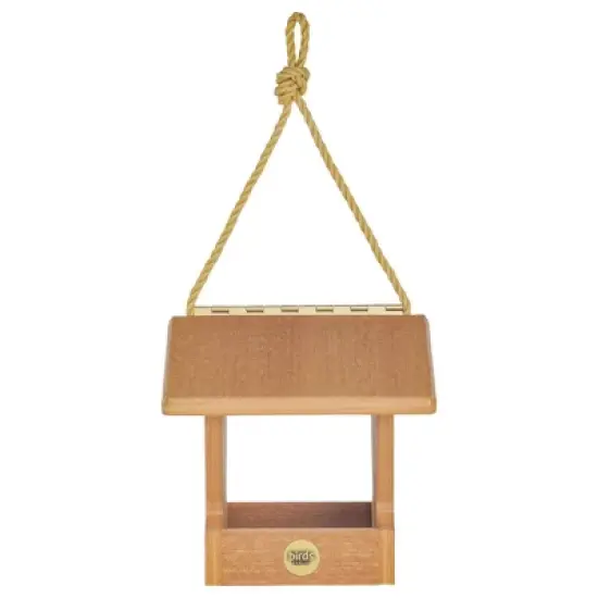 Bird Choice Small Modern Farmhouse Hopper Bird Feeder 7" Natural Teak Brown image {1}