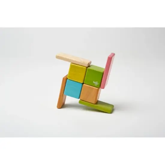 Tegu Magnetic Wooden Blocks, 8-Piece Pocket Pouch, Tints image {1}