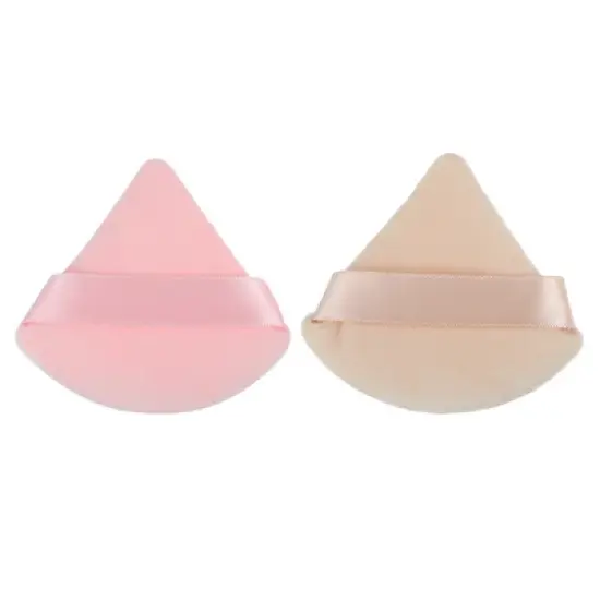 Unique Bargains Loose Powder Puff Face Soft Triangle Puff Blender Beauty Makeup Tool Short Plush 2 Pcs image {6}